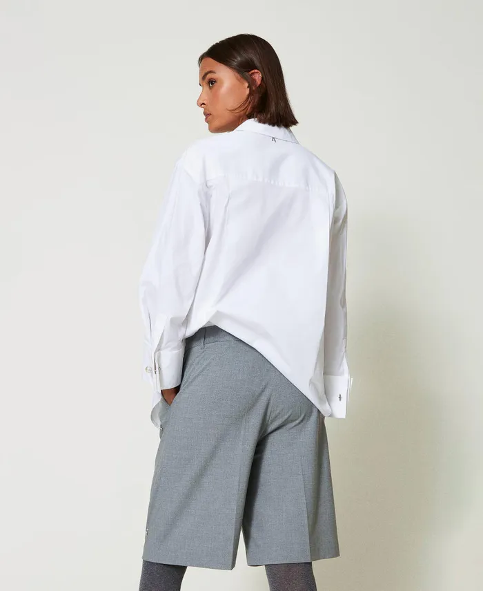 Twinset Shorts With Handmade Embroidery Melange Grey Women Suits And Sets Twinset Shorts With Handmade Embroidery Melange Grey Women Suits And Sets