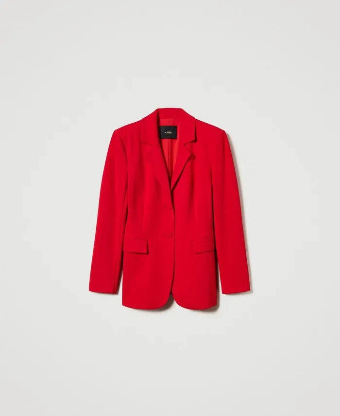 Twinset SingleBreasted Blazer Fiery Red Women Jackets And Outerwear Twinset SingleBreasted Blazer Fiery Red Women Jackets And Outerwear