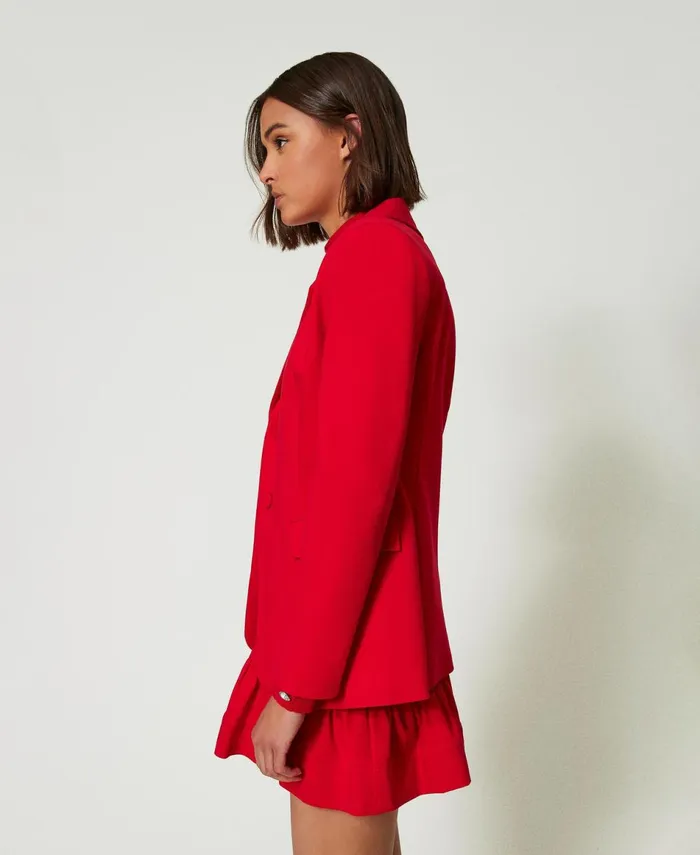 Twinset SingleBreasted Blazer Fiery Red Women Jackets And Outerwear Twinset SingleBreasted Blazer Fiery Red Women Jackets And Outerwear