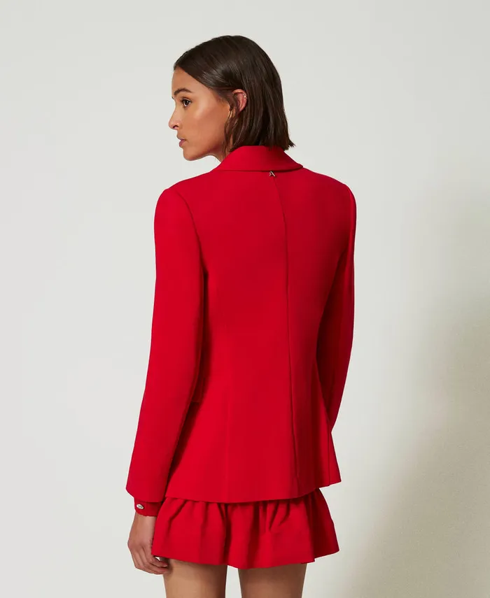 Twinset SingleBreasted Blazer Fiery Red Women Jackets And Outerwear Twinset SingleBreasted Blazer Fiery Red Women Jackets And Outerwear