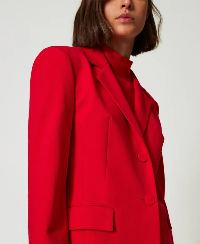 Twinset SingleBreasted Blazer Fiery Red Women Jackets And Outerwear Twinset SingleBreasted Blazer Fiery Red Women Jackets And Outerwear