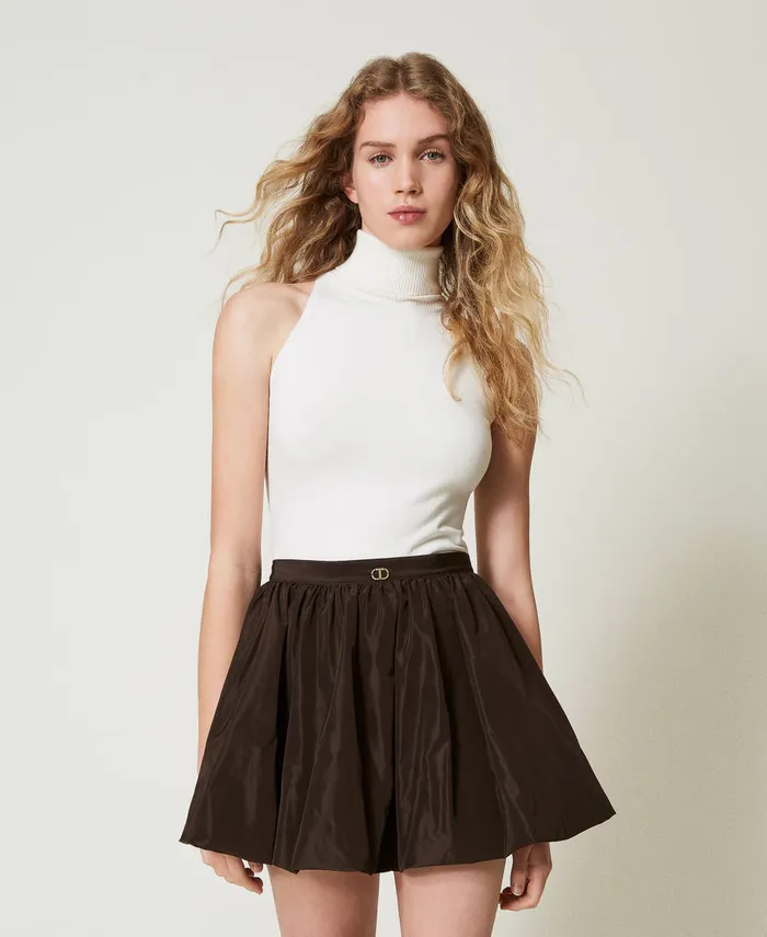 Twinset Taffeta Balloon Miniskirt Chocolate Women Skirts