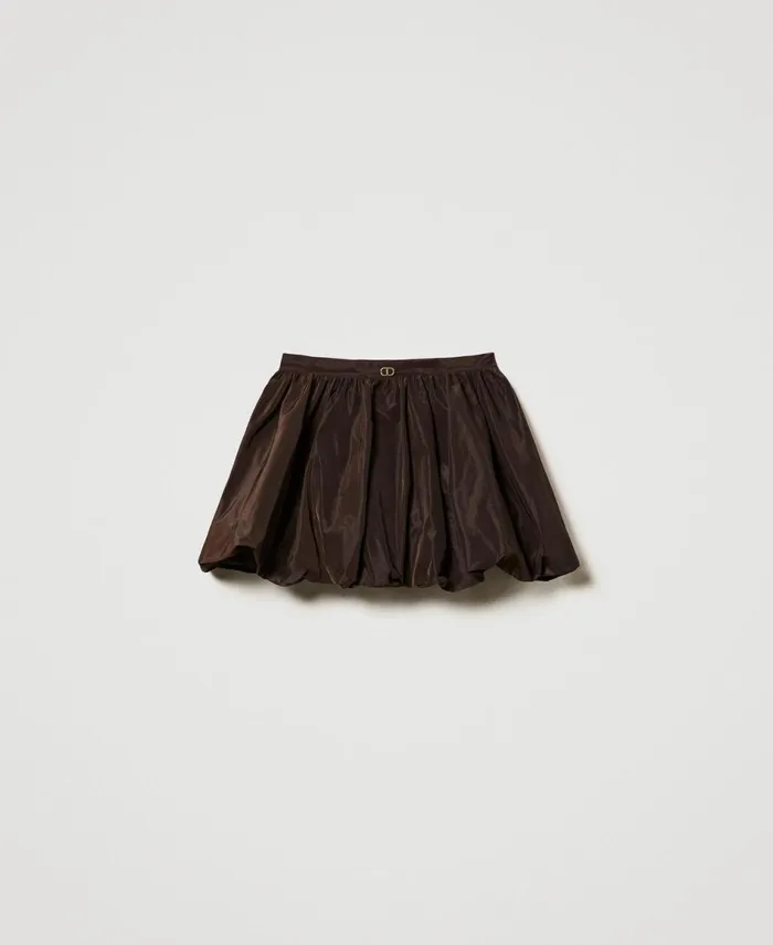 Twinset Taffeta Balloon Miniskirt Chocolate Women Skirts Twinset Taffeta Balloon Miniskirt Chocolate Women Skirts
