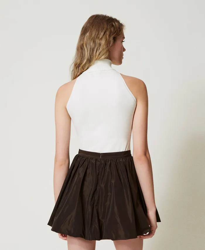 Twinset Taffeta Balloon Miniskirt Chocolate Women Skirts Twinset Taffeta Balloon Miniskirt Chocolate Women Skirts