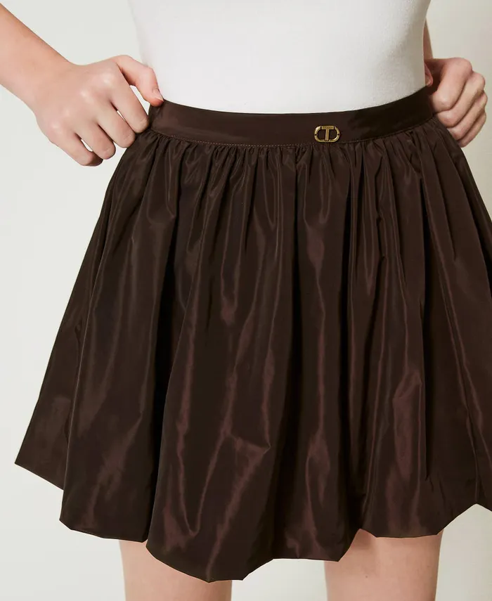 Twinset Taffeta Balloon Miniskirt Chocolate Women Skirts Twinset Taffeta Balloon Miniskirt Chocolate Women Skirts