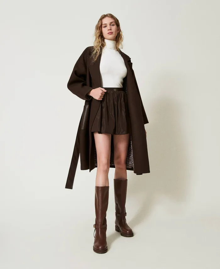 Twinset Taffeta Balloon Miniskirt Chocolate Women Skirts Twinset Taffeta Balloon Miniskirt Chocolate Women Skirts