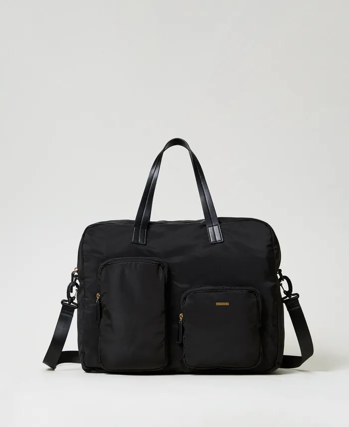 Twinset Technical Fabric Shopper Bag Black Women Shopping Bags