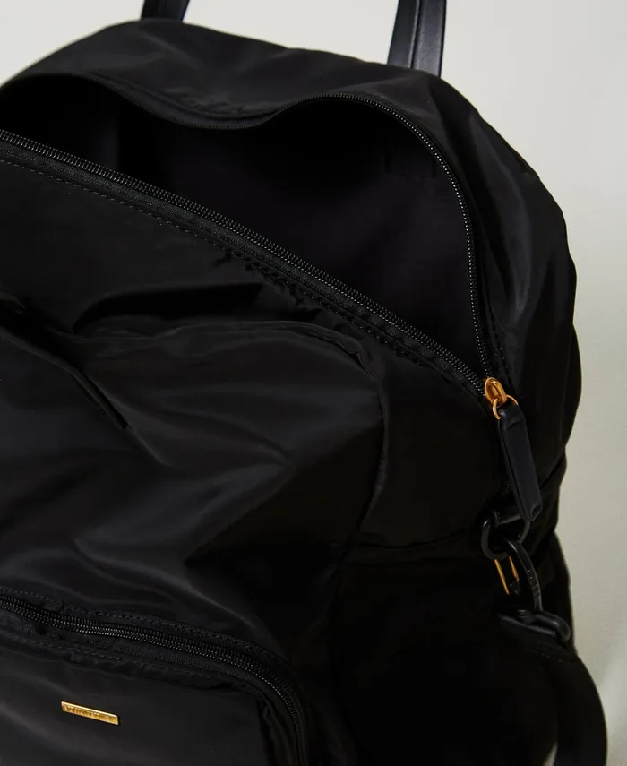 Twinset Technical Fabric Shopper Bag Black Women Shopping Bags Twinset Technical Fabric Shopper Bag Black Women Shopping Bags