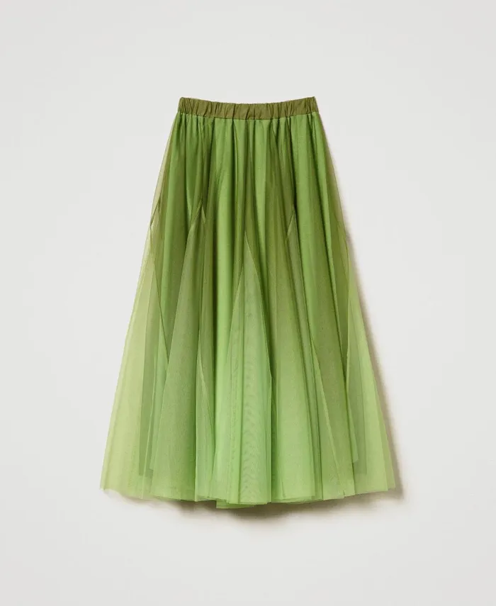 Twinset Tulle Skirt With Fadeout Print Soft Lime Green Women Skirts Twinset Tulle Skirt With Fadeout Print Soft Lime Green Women Skirts