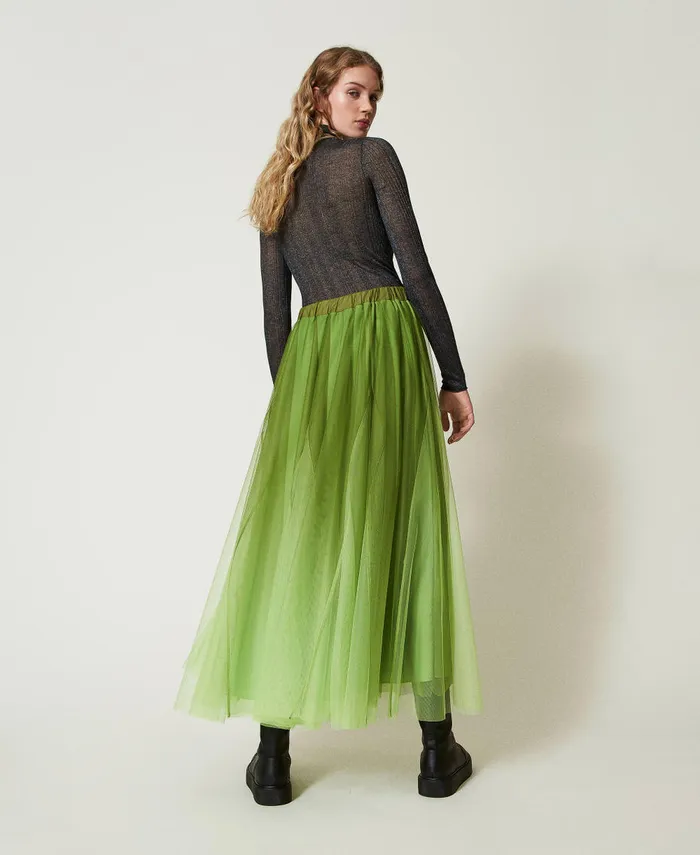 Twinset Tulle Skirt With Fadeout Print Soft Lime Green Women Skirts Twinset Tulle Skirt With Fadeout Print Soft Lime Green Women Skirts