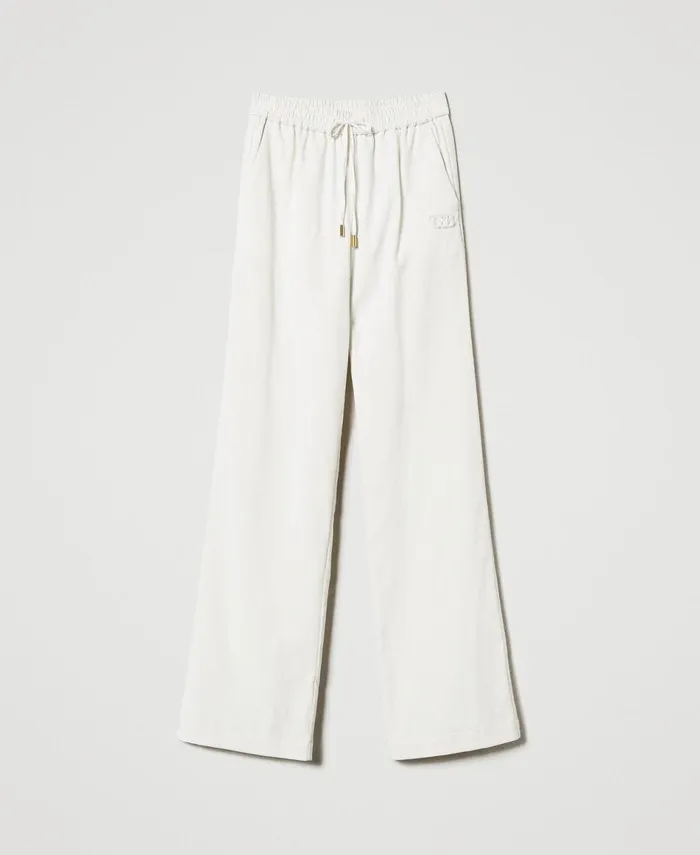 Twinset Wide Velvet Trousers Mother Of Pearl Women Suits And Sets Twinset Wide Velvet Trousers Mother Of Pearl Women Suits And Sets