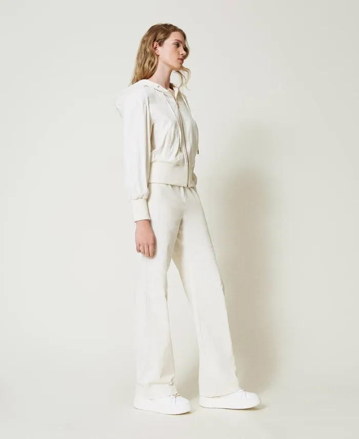 Twinset Wide Velvet Trousers Mother Of Pearl Women Suits And Sets Twinset Wide Velvet Trousers Mother Of Pearl Women Suits And Sets