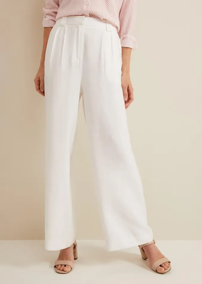 Tyla White Wide Leg Trouser White Women Phase Eight Trousers