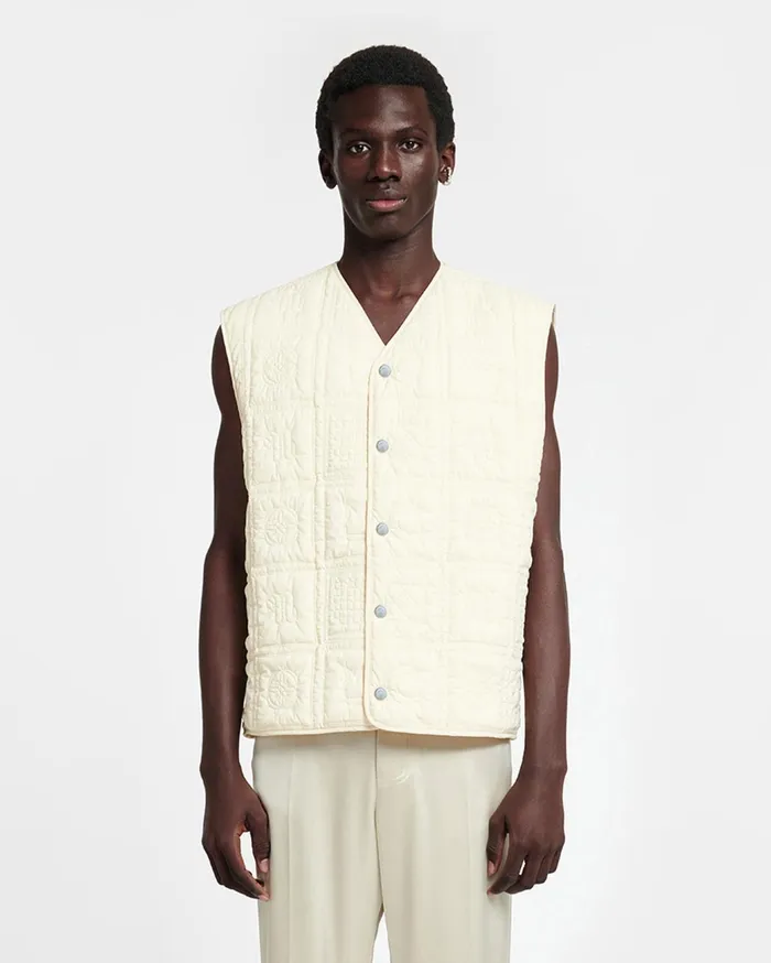 Tymen Quilted Tech Poplin Vest Creme Men Nanushka TShirts and Vests