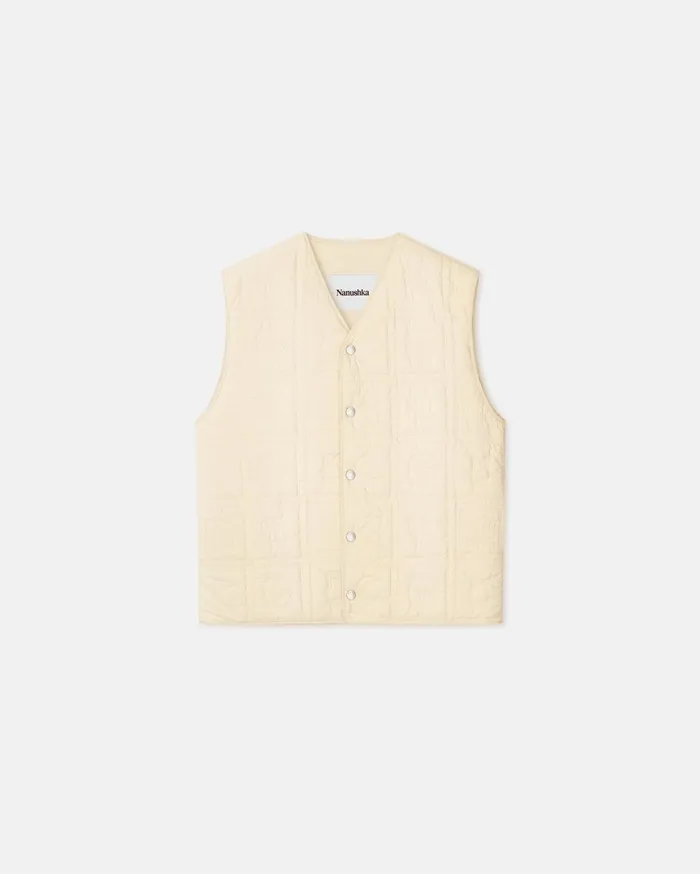 Tymen Quilted Tech Poplin Vest Creme Men Nanushka TShirts and Vests