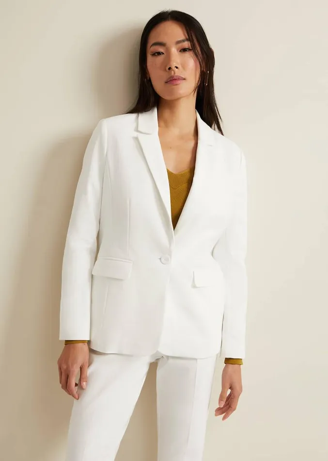 Ulrica Fitted Suit Jacket White Women Phase Eight Jackets