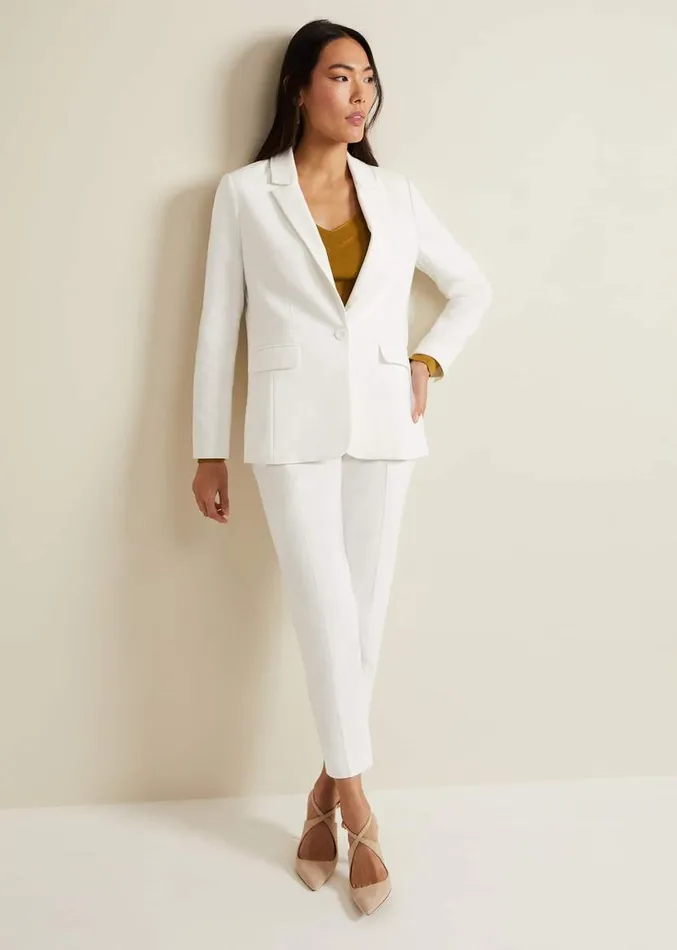 Ulrica Fitted Suit Jacket White Women Phase Eight Jackets
