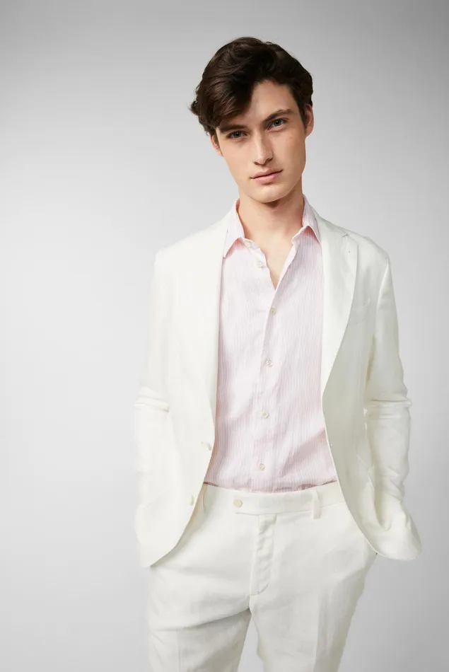 Van Laack Blazers Men Textured Linen Jacket White