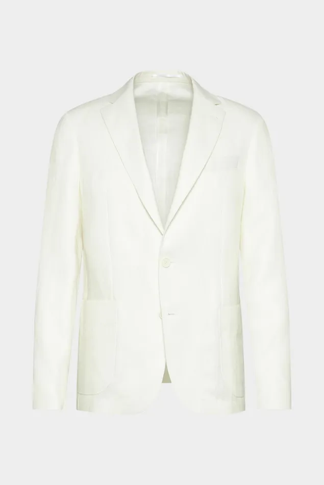 Van Laack Blazers Men Textured Linen Jacket White Van Laack Blazers Men Textured Linen Jacket White