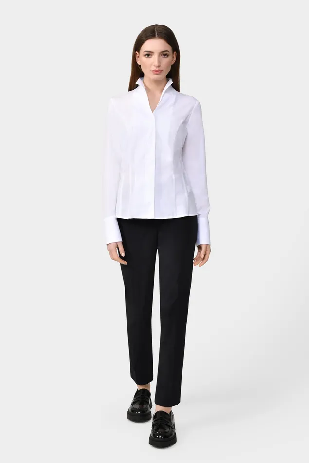 Van Laack Business Blouses Women Chalice Collar Blouse White Van Laack Business Blouses Women Chalice Collar Blouse White