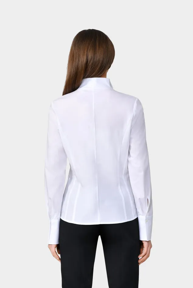 Van Laack Business Blouses Women Chalice Collar Blouse White Van Laack Business Blouses Women Chalice Collar Blouse White