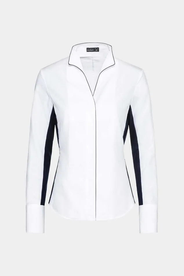 Van Laack Business Blouses Women MyrtheFPBKN 8211 Chalice Collar Hybridshort With Contrast Inserts