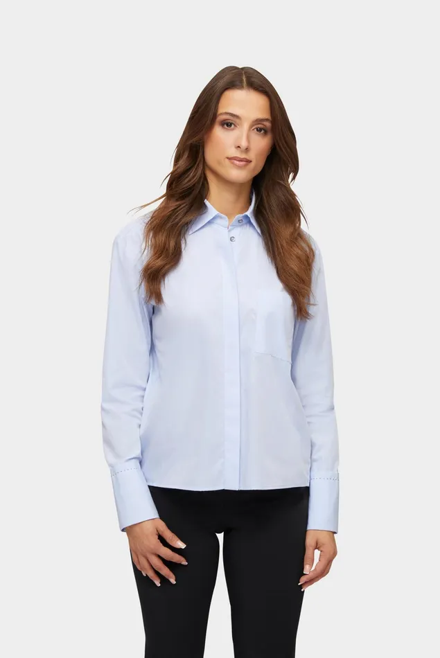 Van Laack Business Blouses Women Poplin Shirt Blouse Light Blue