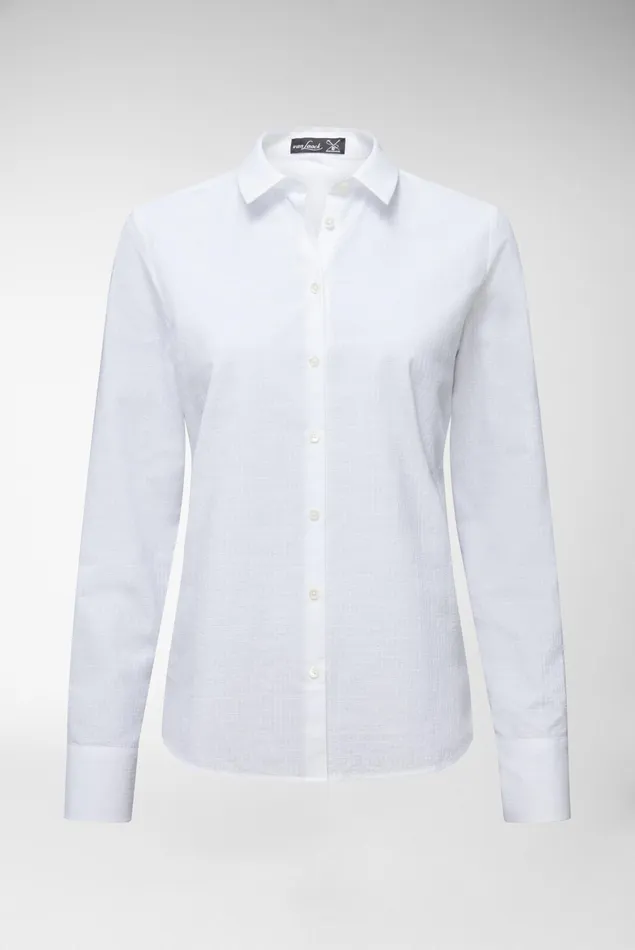 Van Laack Business Blouses Women Shirt Blouse With A White Textured Pattern