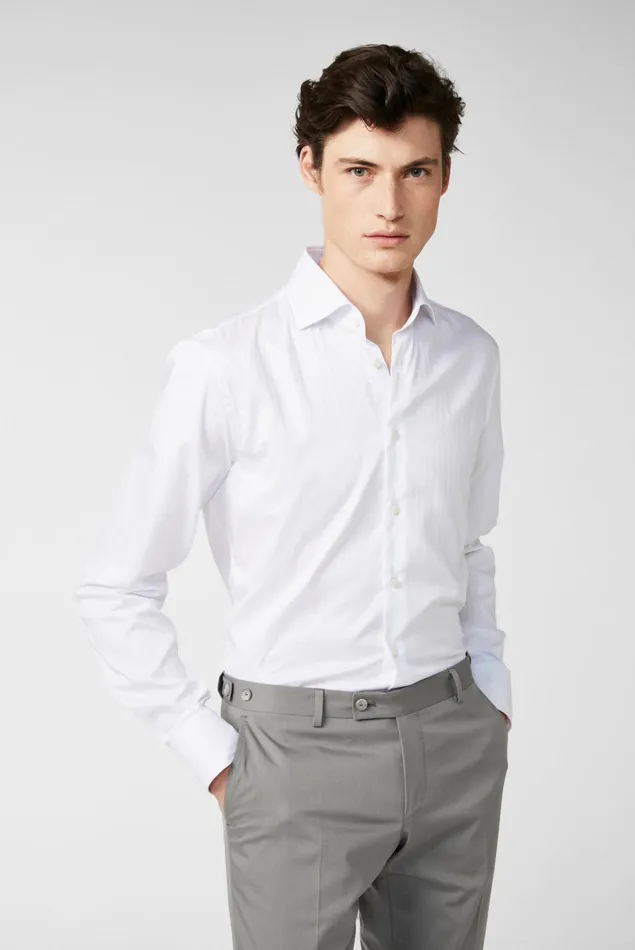 Van Laack Business Shirts Men White Striped Sructured Shirt White