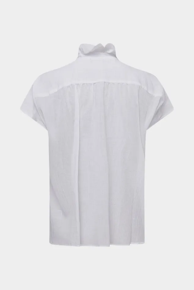 Van Laack Casual Blouses Women Cotton Blouse With Ruffle Neckline White Van Laack Casual Blouses Women Cotton Blouse With Ruffle Neckline White