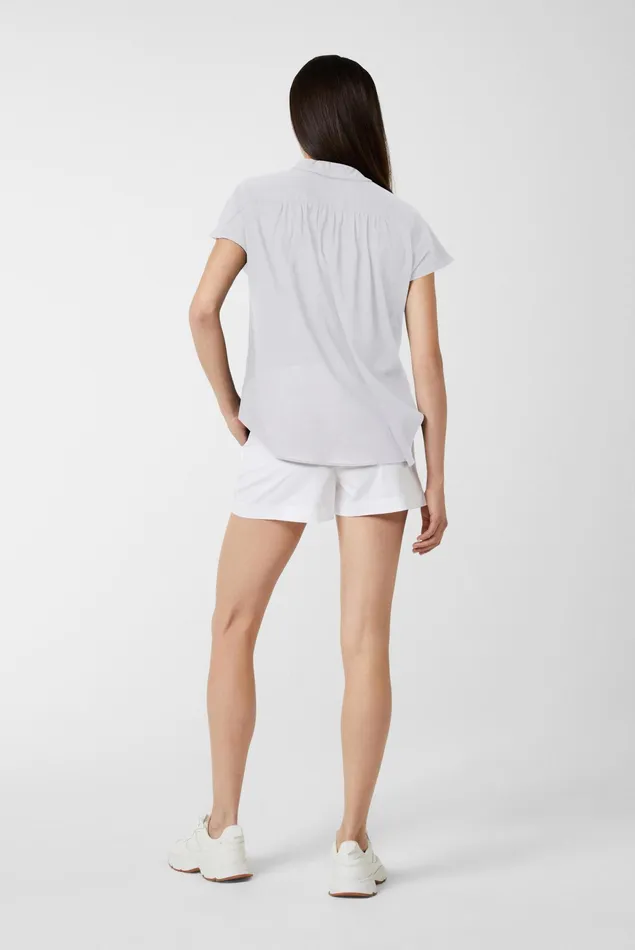 Van Laack Casual Blouses Women Cotton Blouse With Ruffle Neckline White Van Laack Casual Blouses Women Cotton Blouse With Ruffle Neckline White