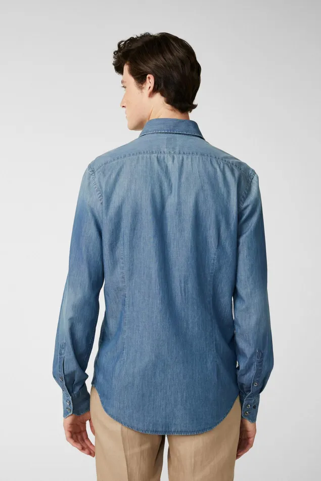 Van Laack Casual Shirts Men Stonewashed Denim Shirt Blue Van Laack Casual Shirts Men Stonewashed Denim Shirt Blue