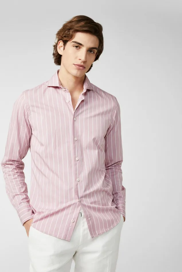 Van Laack Casual Shirts Men Striped Shirt In Light Twill Pink