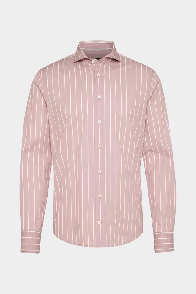 Van Laack Casual Shirts Men Striped Shirt In Light Twill Pink Van Laack Casual Shirts Men Striped Shirt In Light Twill Pink