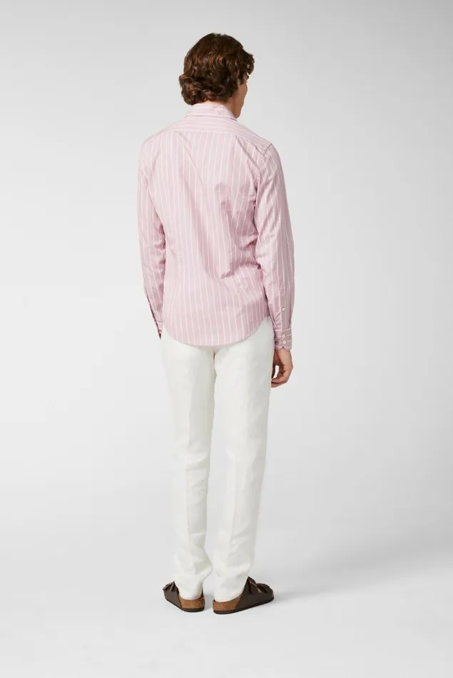 Van Laack Casual Shirts Men Striped Shirt In Light Twill Pink Van Laack Casual Shirts Men Striped Shirt In Light Twill Pink