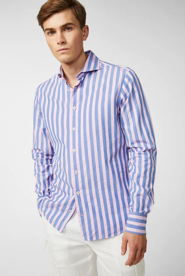 Van Laack Casual Shirts Men Textured BengalStriped Shirt