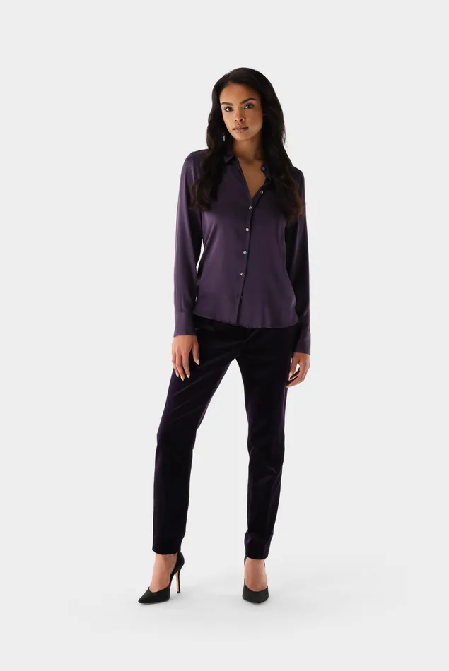 Van Laack Festive Blouses Women Fitted Stretch Silk Shirt Blouse