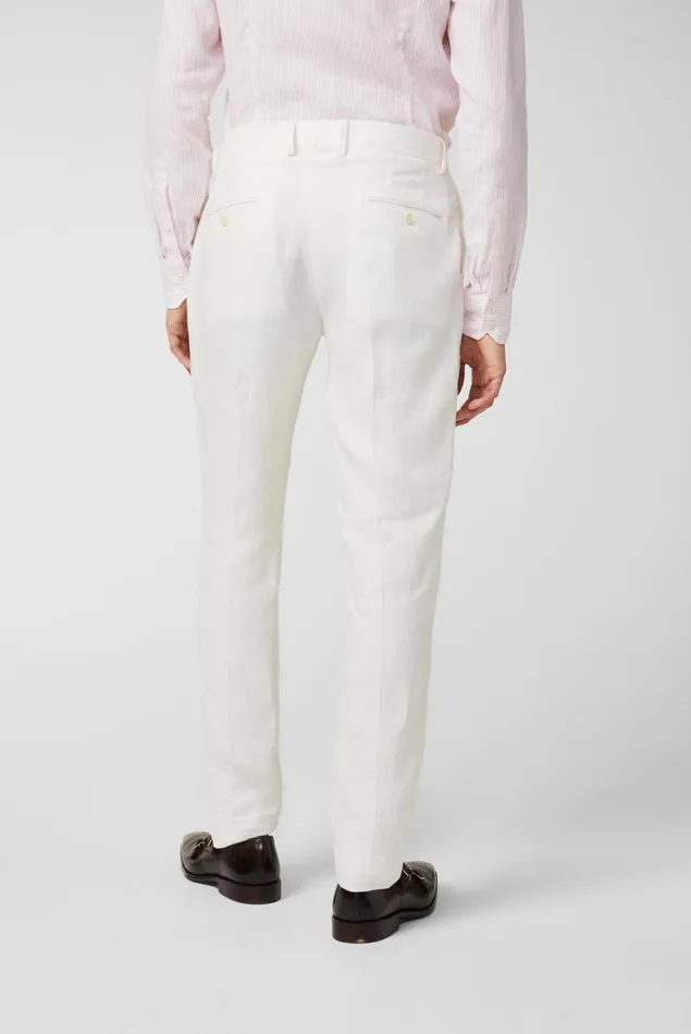 Van Laack Jeans and Pants Men Slimfit Trousers In Textured Linen Fabric Offwhite Van Laack Jeans and Pants Men Slimfit Trousers In Textured Linen Fabric Offwhite