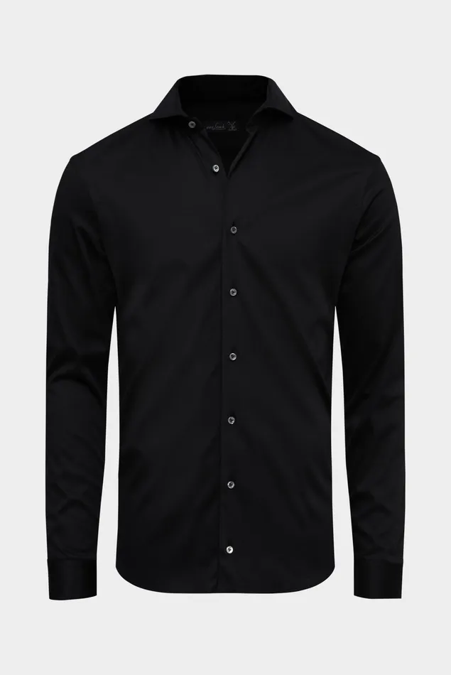 Van Laack Jersey Shirts Men Swiss Cotton Jersey Shirt Slim Fit Black Van Laack Jersey Shirts Men Swiss Cotton Jersey Shirt Slim Fit Black