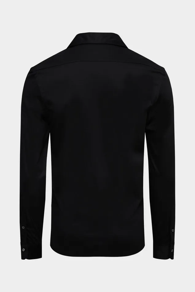 Van Laack Jersey Shirts Men Swiss Cotton Jersey Shirt Slim Fit Black Van Laack Jersey Shirts Men Swiss Cotton Jersey Shirt Slim Fit Black