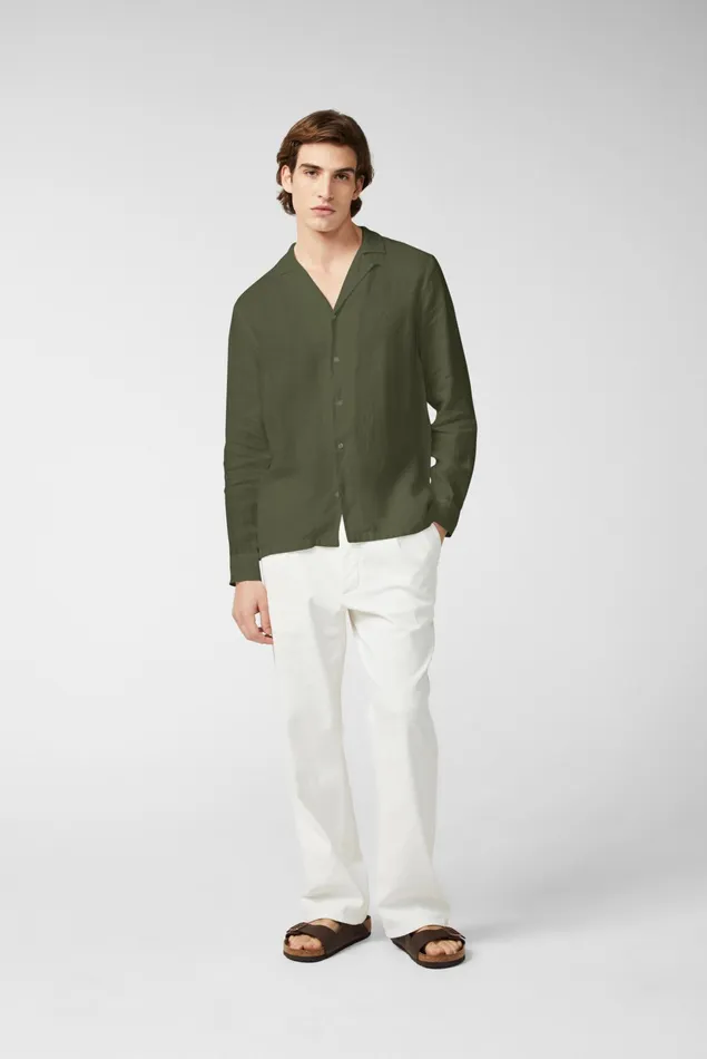 Van Laack Linen Shirts Men Linen Longsleeve Bowlingshirt Shirt Green Van Laack Linen Shirts Men Linen Longsleeve Bowlingshirt Shirt Green