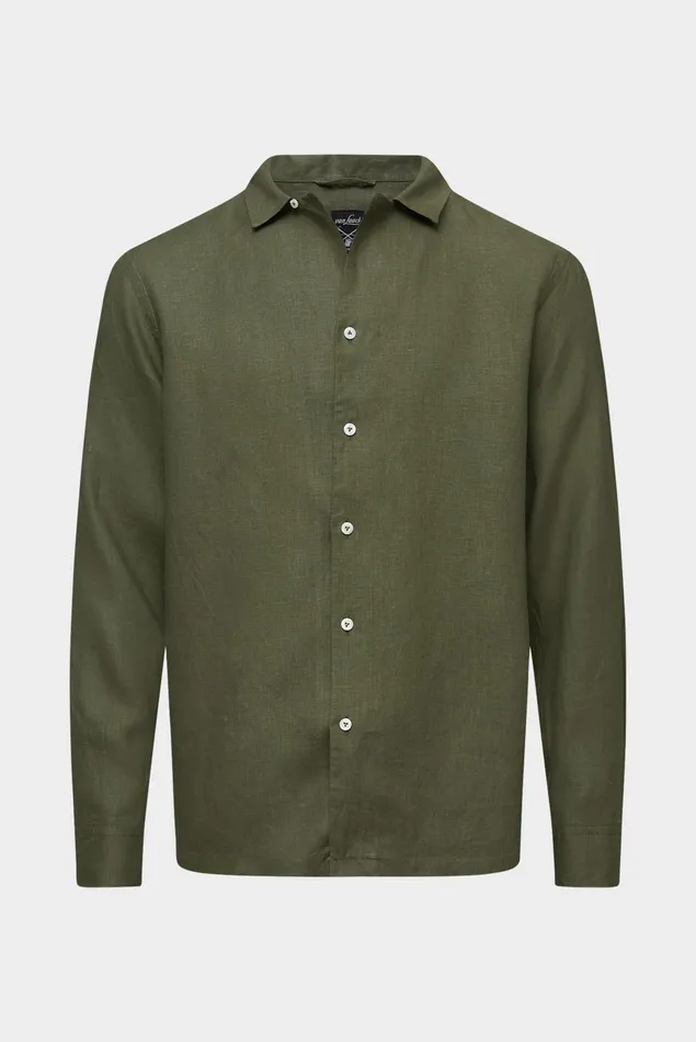Van Laack Linen Shirts Men Linen Longsleeve Bowlingshirt Shirt Green Van Laack Linen Shirts Men Linen Longsleeve Bowlingshirt Shirt Green