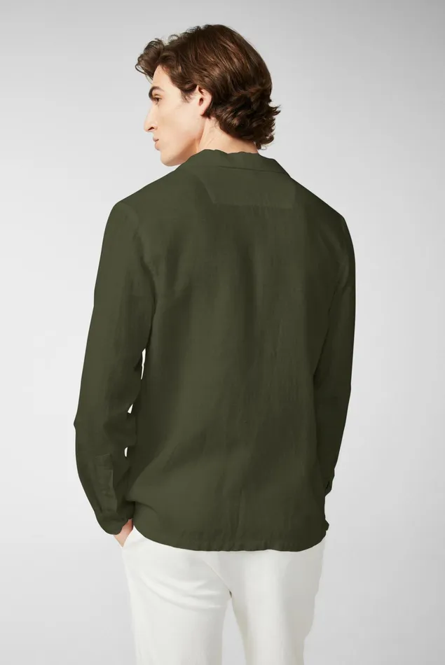 Van Laack Linen Shirts Men Linen Longsleeve Bowlingshirt Shirt Green Van Laack Linen Shirts Men Linen Longsleeve Bowlingshirt Shirt Green