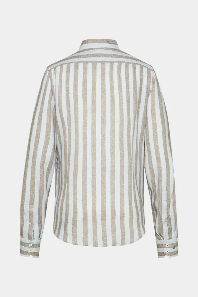 Van Laack Linen Shirts Men Linen Shirt With Twotone Stripe Print And Wide Collar Beige Van Laack Linen Shirts Men Linen Shirt With Twotone Stripe Print And Wide Collar Beige