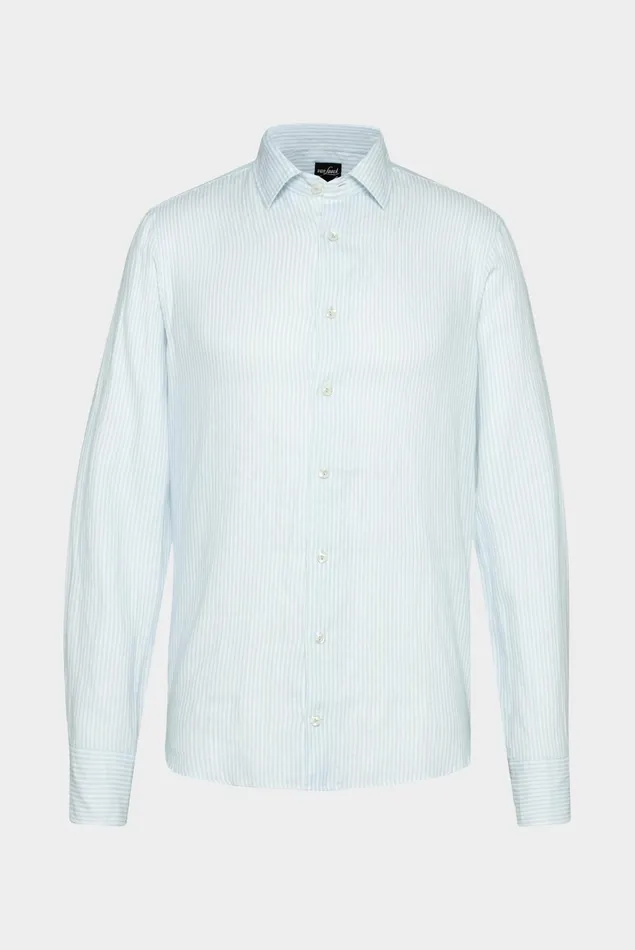 Van Laack Linen Shirts Men Striped Linen Shirt Blue Van Laack Linen Shirts Men Striped Linen Shirt Blue