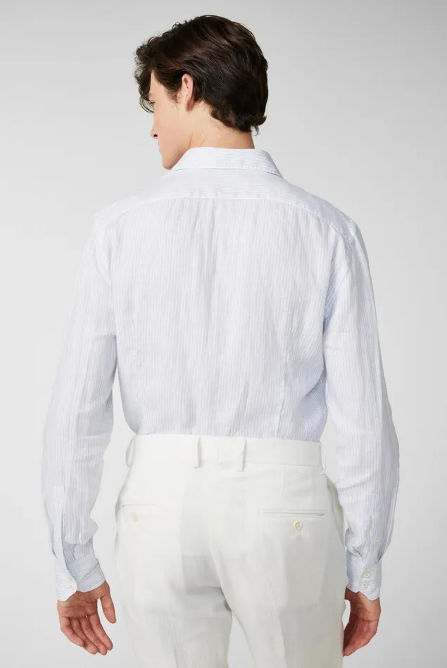 Van Laack Linen Shirts Men Striped Linen Shirt Blue Van Laack Linen Shirts Men Striped Linen Shirt Blue