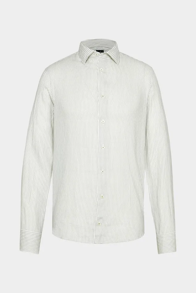 Van Laack Linen Shirts Men Striped Linen Shirt Green Van Laack Linen Shirts Men Striped Linen Shirt Green