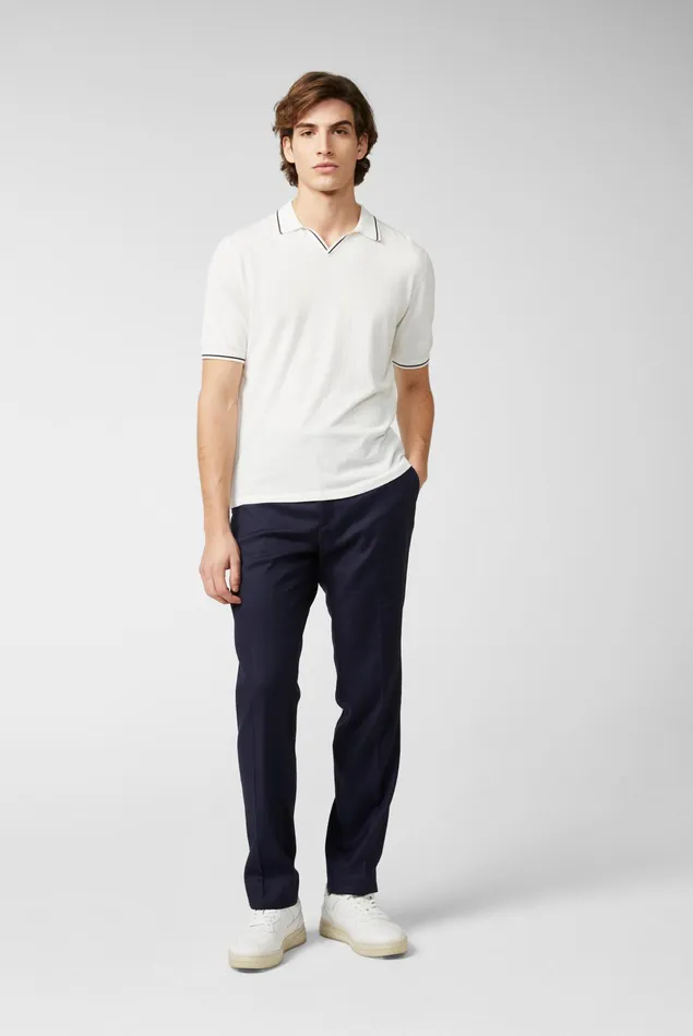 Van Laack Poloshirts Men Knitted VNeck Polo Shirt Made Of Air Cotton Offwhite Van Laack Poloshirts Men Knitted VNeck Polo Shirt Made Of Air Cotton Offwhite