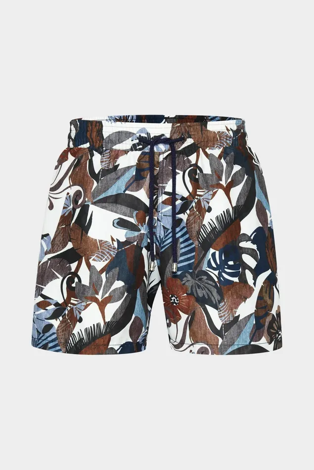 Van Laack Swimwear Men Straight Leg Swim Trunks With San Remo Vintage Jungle Print
