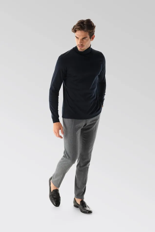 Van Laack TShirts Men Swiss Cotton Jersey Turtleneck Shirt Navy Van Laack TShirts Men Swiss Cotton Jersey Turtleneck Shirt Navy